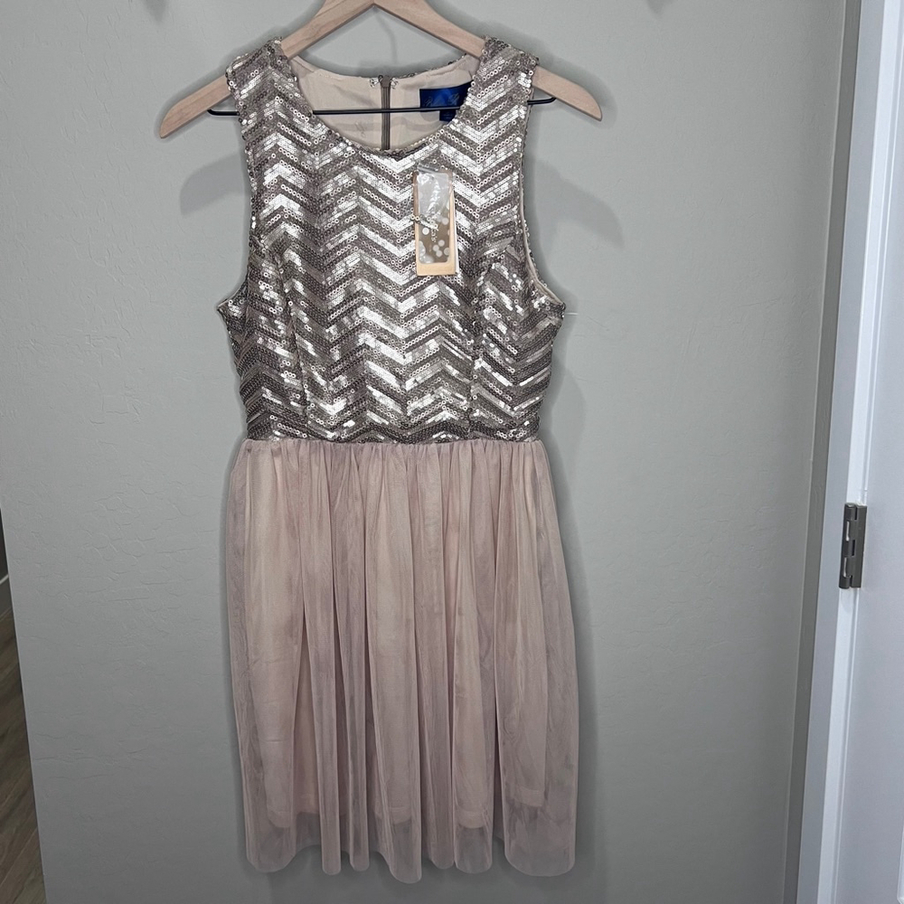 Dress Short Formal Sequin Rose Gold Tulle Pink Dance Party Gown Hoco Holiday